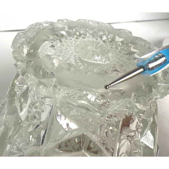 VTG EAPG Pressed Glass Sugar Bowl Two Handles & Intricate Starburst Design READ - Picture 9 of 10